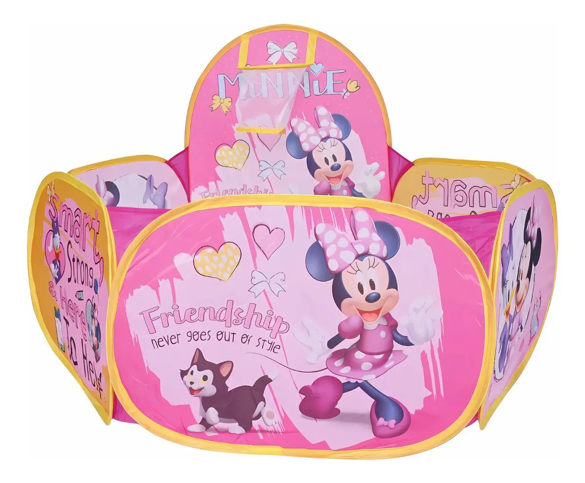 Piscina de Bolinhas Cesta Pop-Up da Minnie Rosa para Crianças