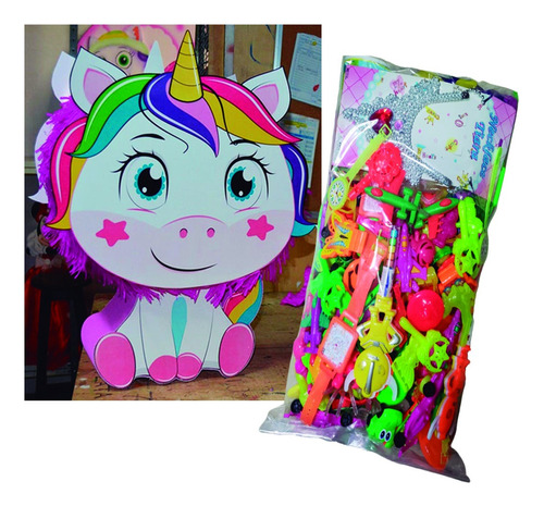 Unicornio Pop Piñata + Relleno Figura Decoración