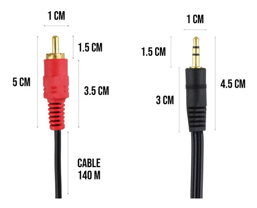 Imagen 5 de 10 de Cable De Audio Auxiliar Plug 3.5 A Rca 1 Metro 11-1004