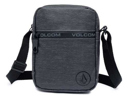 Shoulder Bag Bolsa Pochete Necessaire Espaçosa Volcom Cor Preto Desenho do tecido Liso