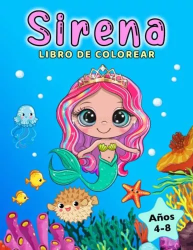 Libro El Gran Libro de Sirenas Para Colorear Para Niñas de 8 Años
