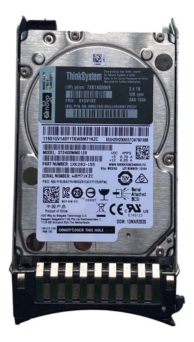Hd Lenovo 2.4tb 10k 2,5 Sas 12gbps 01gv182 Sr650 Sr630 V2 Sr630 V3 Novo @ Prateado