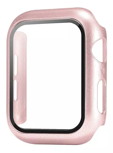 Capa compatível com Apple Watch Series 9 8 7 41mm/45 mm PC bumper com  protetor de tela de vidro temperado capa dura de cor sólida fosca (preto, 45  mm)