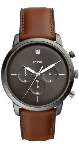 Relógio Fossil Masculino Chrono Grafite Pulseira Couro