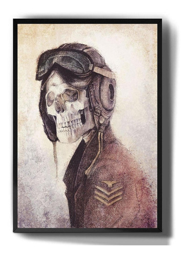 Quadro Decorativo Piloto De Avião Vintage Caveira