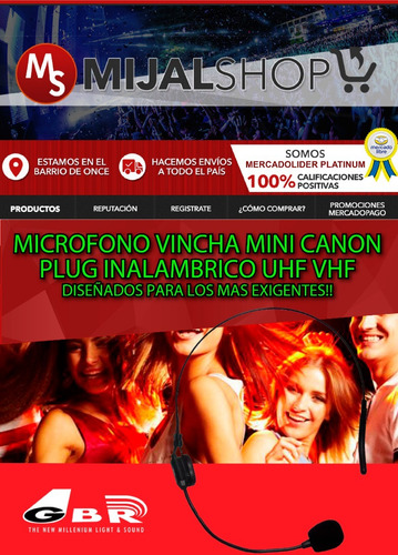 Microfono Vincha Mini Canon Plug Para Inalambrico Uhf Vhf