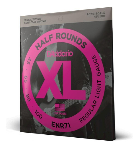 Encordoamento Baixo 4c .045 D'addario Half Rounds Enr71