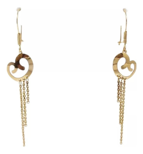 Aretes Largos En Oro Amarillo De 10k De Corazón
