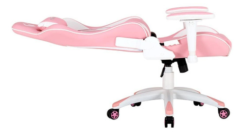 Imagen 6 de 6 de Silla de escritorio Meetion CHR16 MT-CHR16 gamer ergonómica rosa y blanca con tapizado de cuero sintético