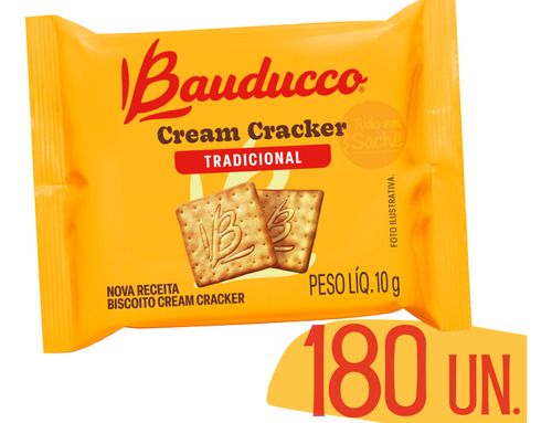 Biscoito Cream Cracker Sache Bauducco 180 Sachês + Brinde