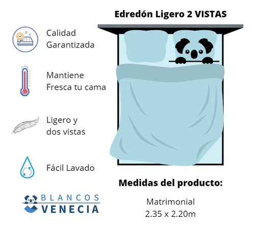 Edredon Matrimonial Light Palancar Doble Vista Vianney