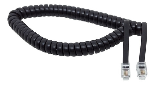 Fio De Telefone Espiral Com 1,50 Metros, Cor Preto