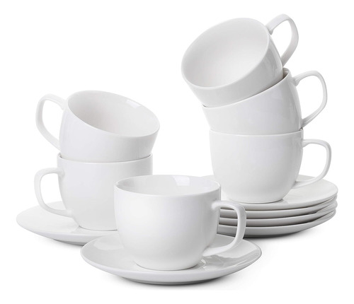 Btat- Tazas Y Platillos De Té, Juego De 6 (8 Oz), Taza...