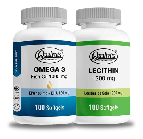 Omega 3 1000 Mg + Lecitina De Soja 1200 Mg - Qualivits