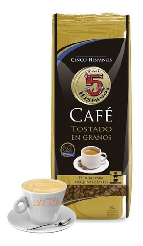 Cafe En Grano 5 Hispanos Tostado Cafetera Expresso De 1 Kg