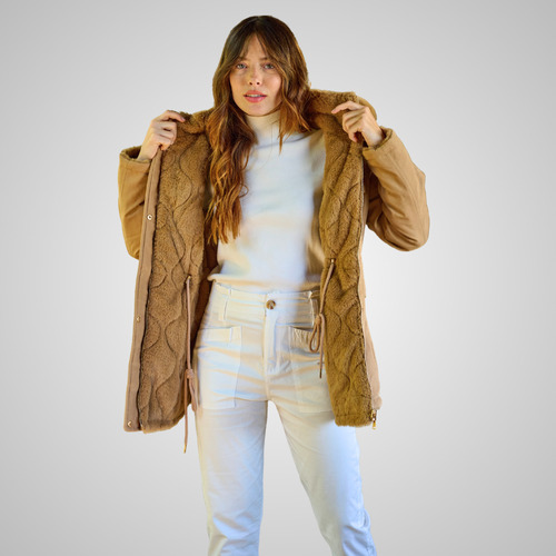 Campera Parka Mujer Con Piel Reversible Abrigada Premium