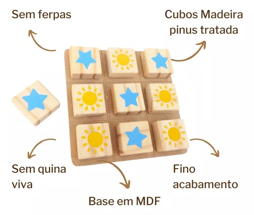 Jogo da Velha Brinquedo Educativo Jogos Madeira Pinus