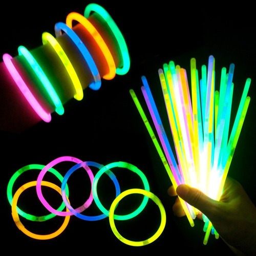 Kit 100 Pulseiras Neon Balada Festa Fluorescente Led