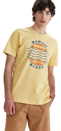 Remera Hawaii, Escote Redondo, Estampada, Amarillo, Equus