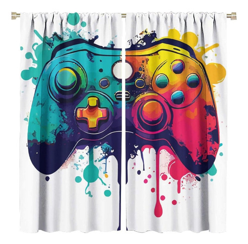 Cortinas Gamer Ovbokey 55x63 Cm Para Cuarto De Niños