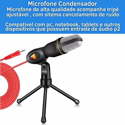 Microfone P2 3,5 mm para computador, mangueira ajustável, microfone para  mesa, cancelamento de ruído, plug & play microfone para laptop microfone de  360 graus para gravar jogos, podcasting online (preto)