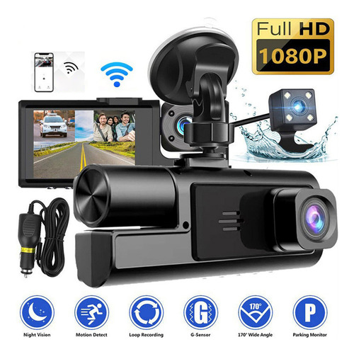 . Cámara De Tablero De 3 Canales De 1080p Con Wi-fi Y