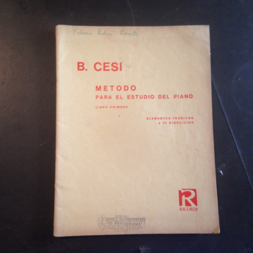 B. Cesi - Método Para El Estudio Del Piano - Libro Primero