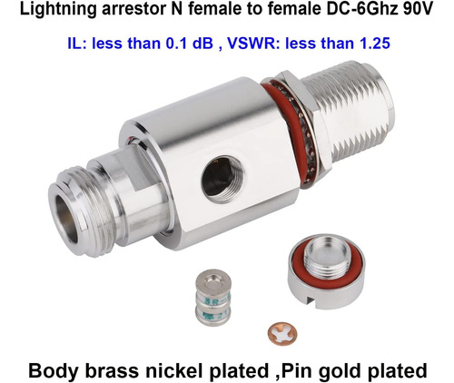 Pararrayos Coaxial Tipo N 0-6 Ghz, 50ohm, Protege 3g/4g/lte/