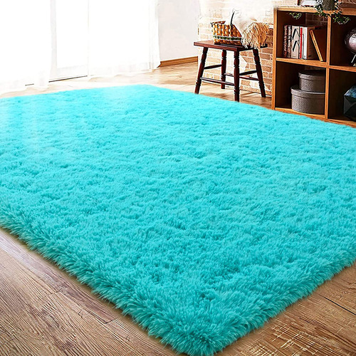 Alfombra De Peluche Para El Piso De La Habitación Turquesa