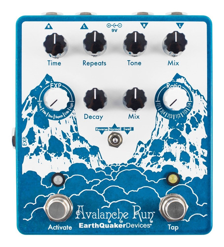 Pedal Guitarra Reverb Stereo Delay Earthquaker Avalanche Run Cor Azul