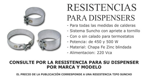 Imagen 2 de 5 de Resistencia Para Dispenser De Agua Bacope (original )
