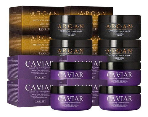 Kit 4 Mascara Capilar De Argan Y 4 Caviar X 250gr  Fidelite 