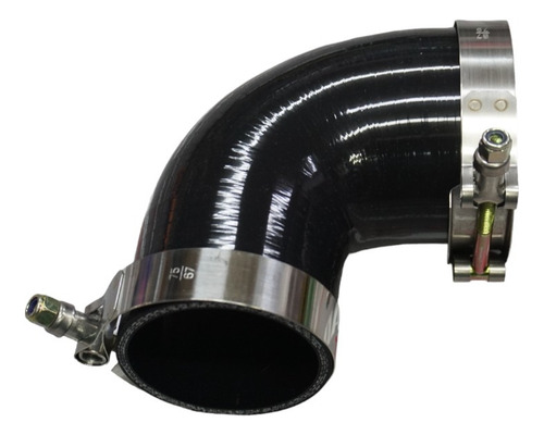Codo De Silicona 90° 76mm A 63mm Color Negro + Abrazaderas