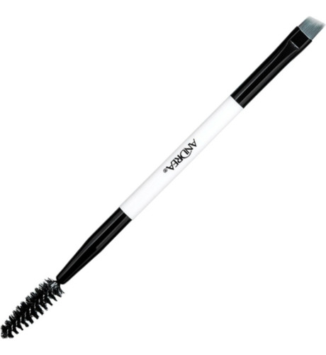 Pincel Delineador Y Cepillo Angular Ceja Fibra Carbon Andrea Color Combinado Blanco Y Negro