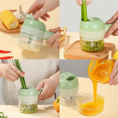. Juego De Cortador De Verduras Eléctrico Portátil 4 En 1 .