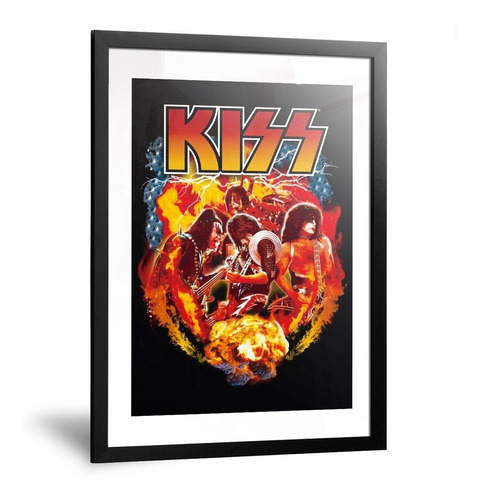 Cuadros Kiss Rock Heavy Metal Gene Simmons Enmarcado 35x50cm