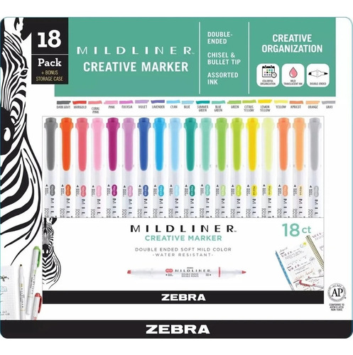 Zebra Midliner Creative Marker 18 Ct | Plumones Doble Punta