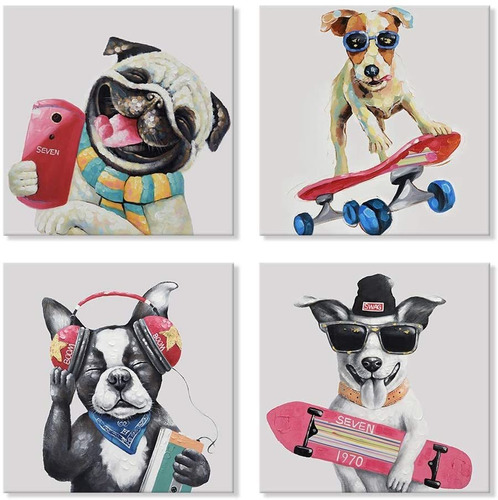 Colorful Gallery Pet Canvas Painting Puppy Artwork Abst...