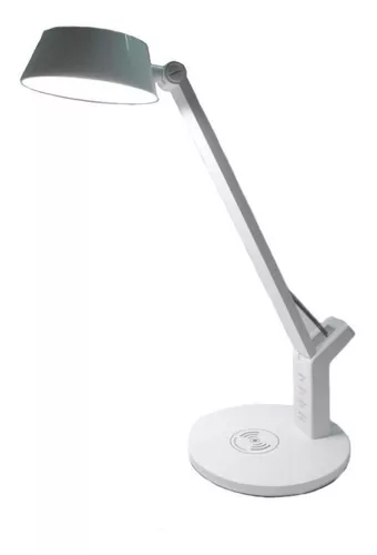 Lámpara Escritorio LED con Cargador Inalámbrico, Wireless QI y USB, Táctil,  3 Tonos de Color, Intensidad Regulable
