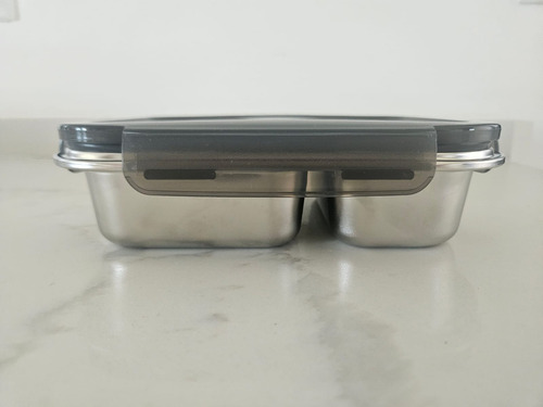 Tuper Vianda Hermetico Acero Apto Horno Micro 2 Divisiones