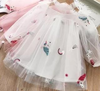 Vestido Blanco Unicornio Niña