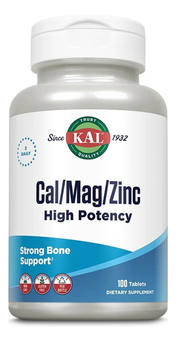 Kal | Cal Mag Zinc High Potency | 100 Tablets
