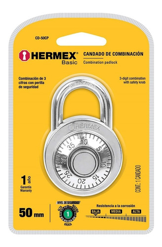 Candado De Combinación De Acero De 5omm Hermex Cd-50cp