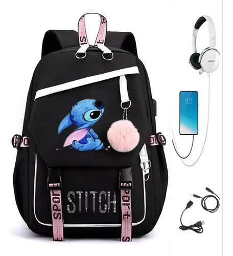 Mochila Casual De Tela Oxford Lilo And Stitch Del Mismo W