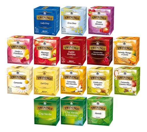 Chá Twinings Kit 16 Caixas 10 Un 160 Sachês Emb Individual