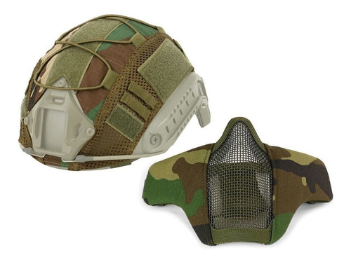 Capa Coifa Para Capacete E Mascara Meia Face Telada -airsoft Cor Woodland