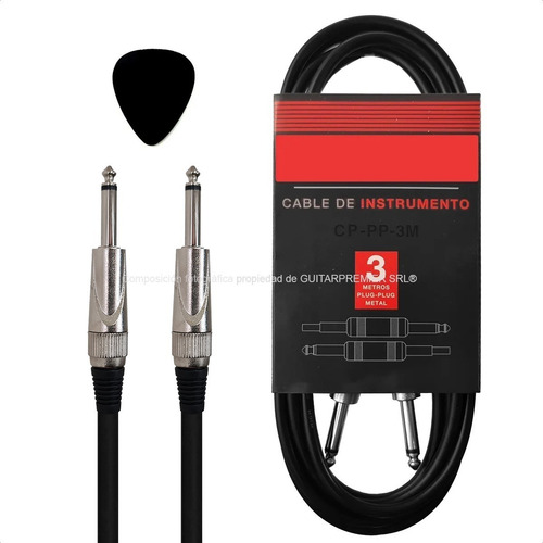 Imagen 9 de 9 de Cable Plug 3 Metros Profesional Instrumento Guitarra Bajo