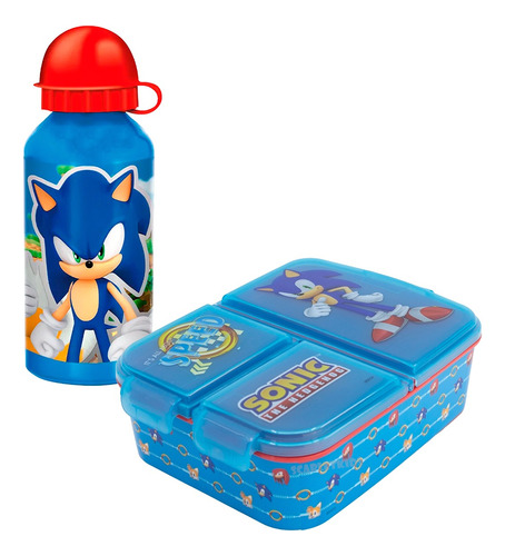 Sonic Lunchera Sandwichera Infantil + Botella Aluminio Orig