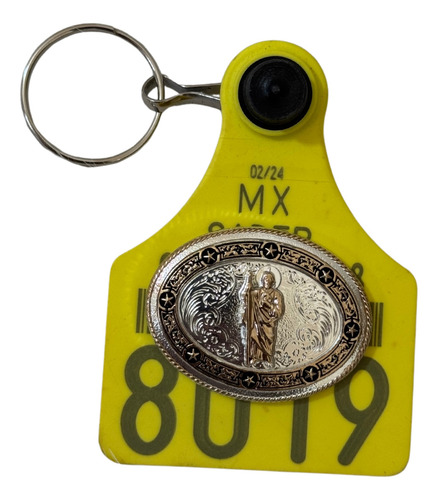 Llavero Vaquero De Arete Amarillo Para Ganado Varios Modelos San Judas