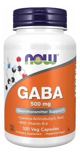 Nowfoods Gaba/ácido Gama 500mg Vitamina B6 100capveg Eua/usa Sabor Sem sabor
